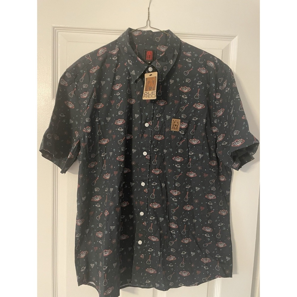 Ole Red Las Vegas Button Down Camp Shirt Blake Shelton NWT Black